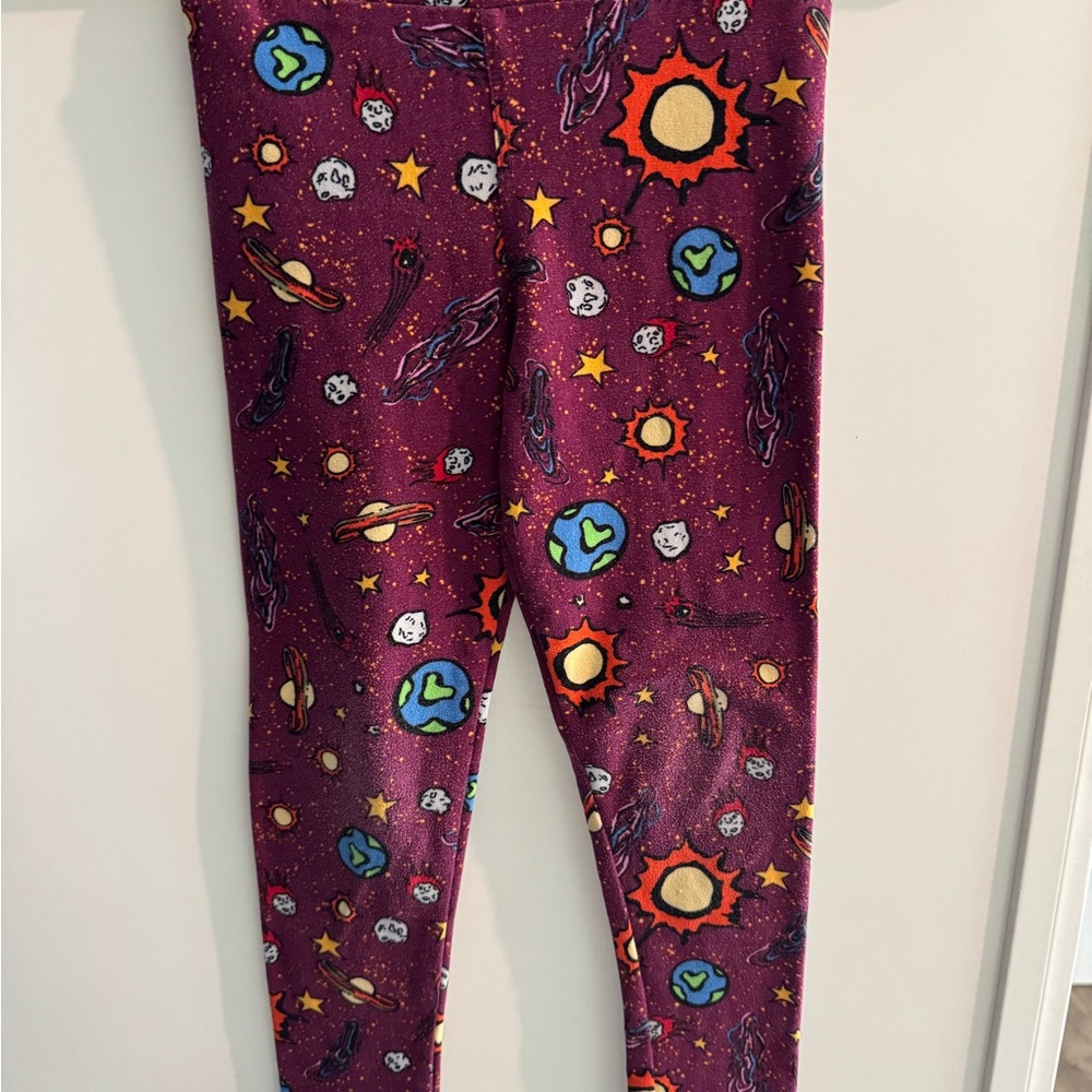 LuLaRoe Kids Cosmic Adventure Leggings - Purple and Multicolor